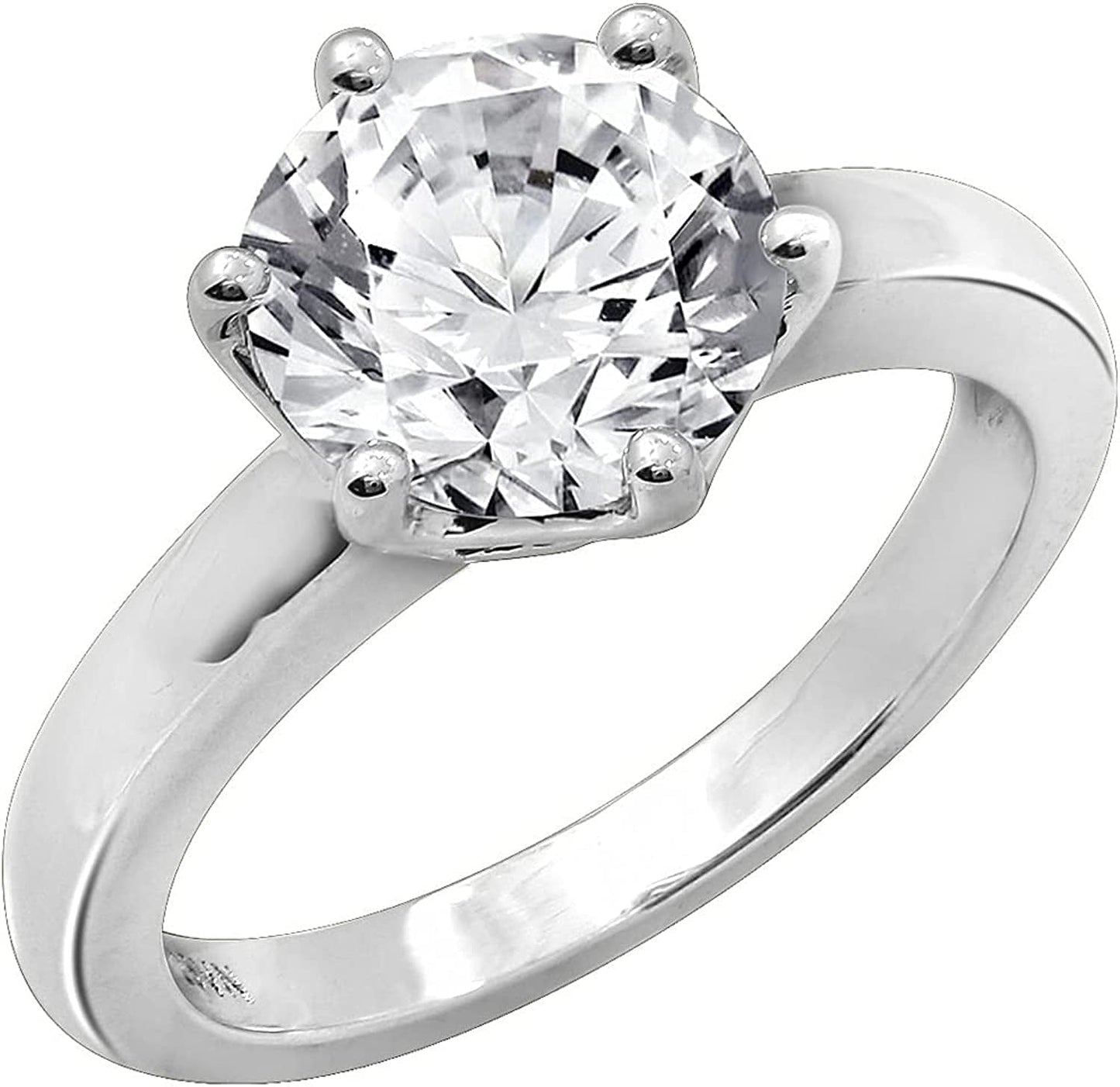 Collection Platinum or Gold Plated Sterling Silver round Cut Solitaire Ring Made with Infinite Elements Zirconia White Cubic Zirconia/Platinum / 3 cttw / Size 7