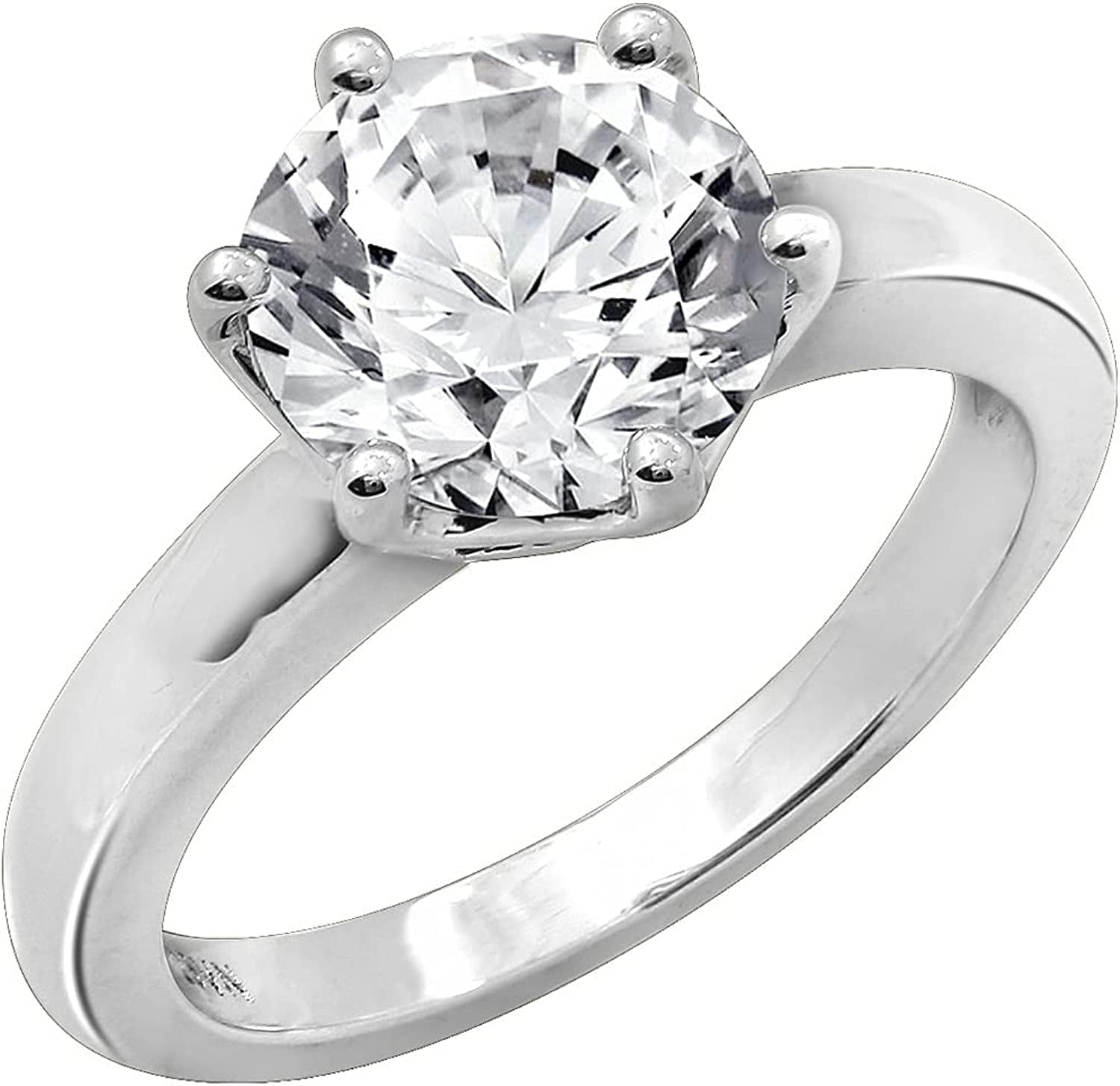 Collection Platinum or Gold Plated Sterling Silver round Cut Solitaire Ring Made with Infinite Elements Zirconia White Cubic Zirconia/Platinum / 3 cttw / Size 7