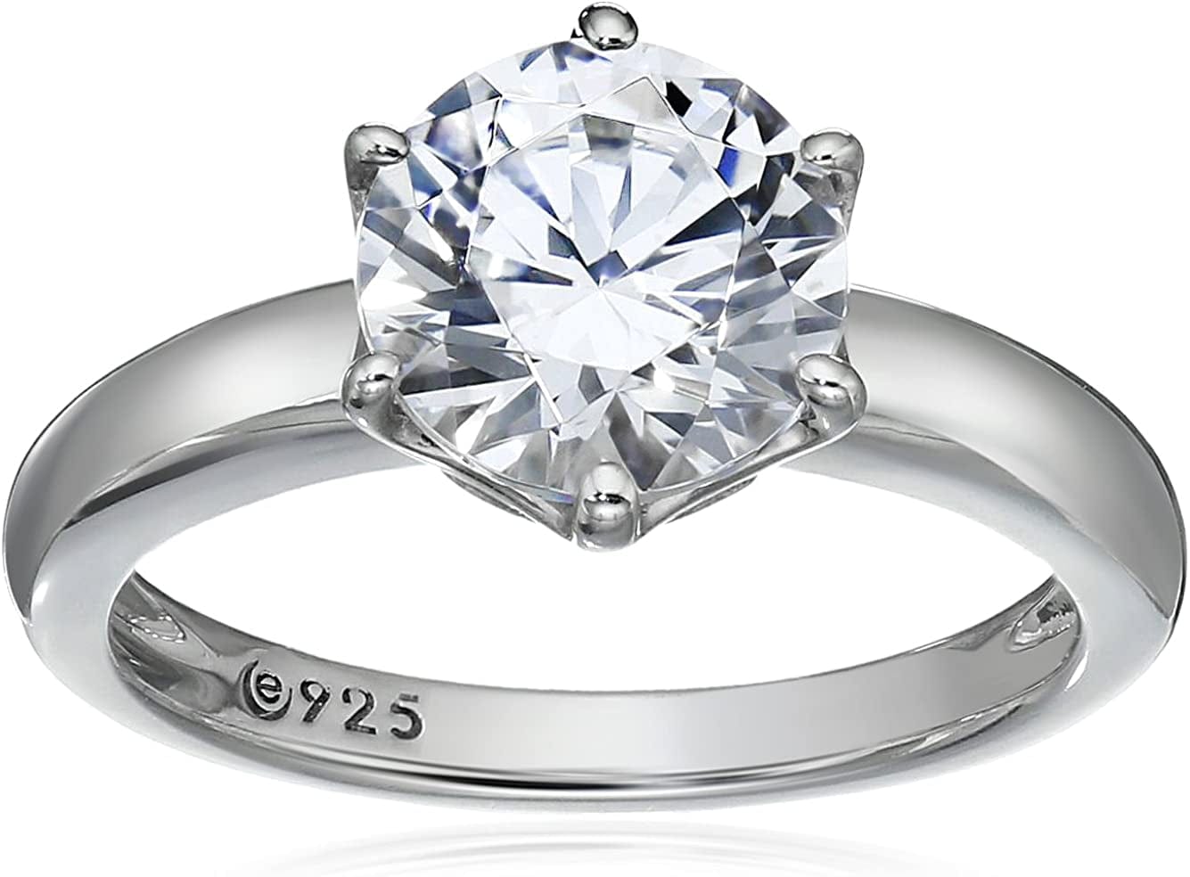 Collection Platinum or Gold Plated Sterling Silver round Cut Solitaire Ring Made with Infinite Elements Zirconia White Cubic Zirconia/Platinum / 2 cttw / Size 5