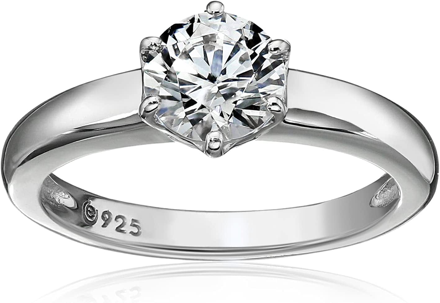 Collection Platinum or Gold Plated Sterling Silver round Cut Solitaire Ring Made with Infinite Elements Zirconia White Cubic Zirconia/Platinum / 1 cttw / Size 5