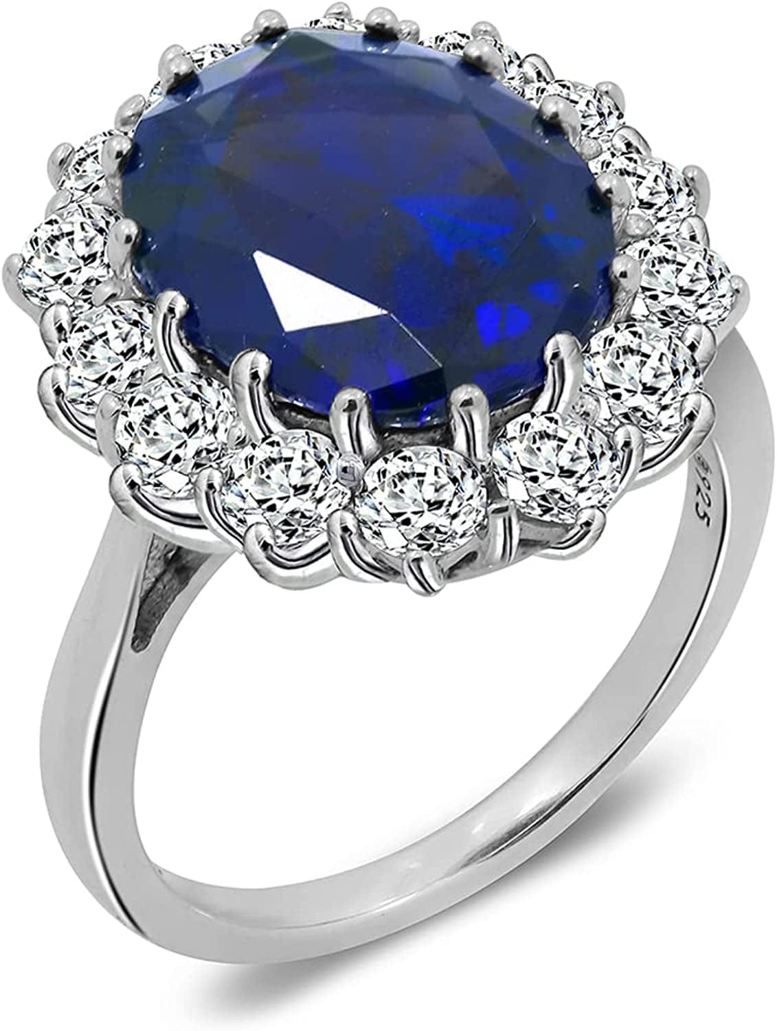 Collection Platinum-Plated Sterling Silver Celebrity "Kate" Ring Made with Infinite Elements Zirconia Accents Created Blue Sapphire/Platinum / Size 7