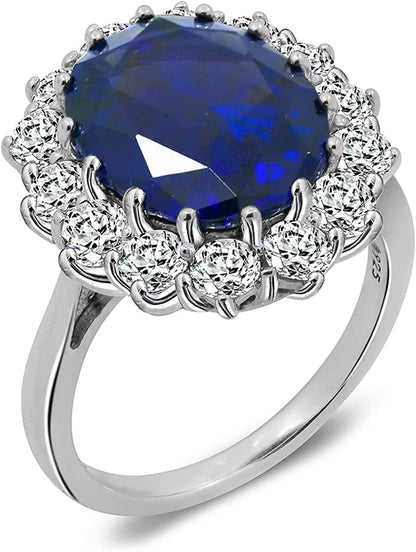 Collection Platinum-Plated Sterling Silver Celebrity "Kate" Ring Made with Infinite Elements Zirconia Accents Created Blue Sapphire/Platinum / Size 7