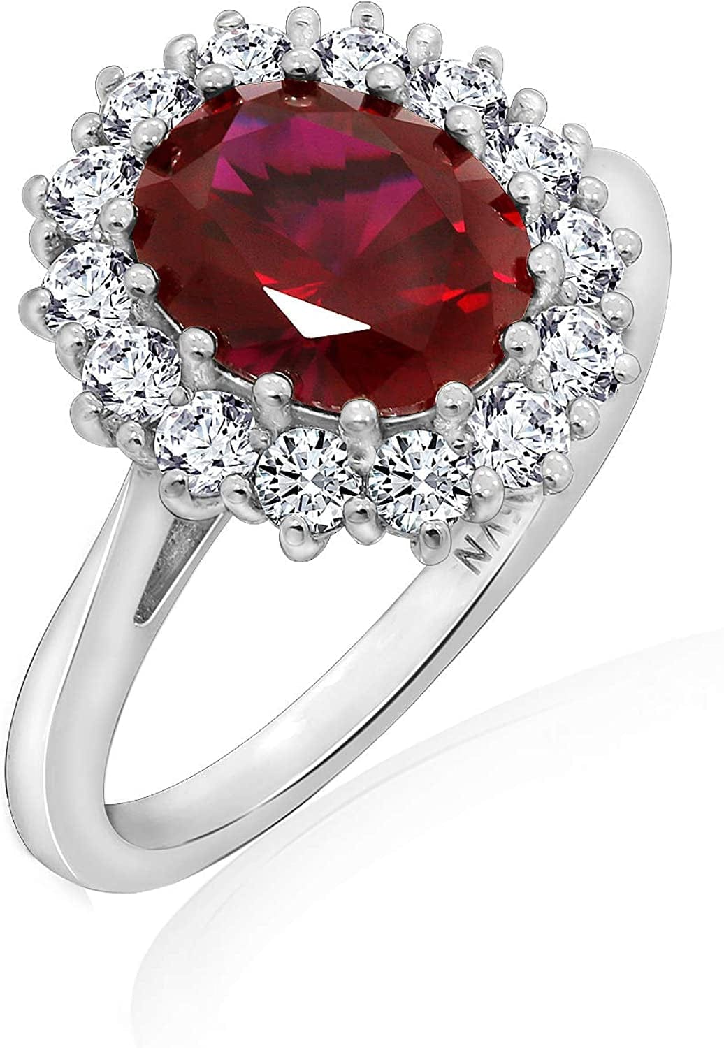 Collection Platinum-Plated Sterling Silver Celebrity "Kate" Ring Made with Infinite Elements Zirconia Accents Created Ruby/Platinum / Size 5