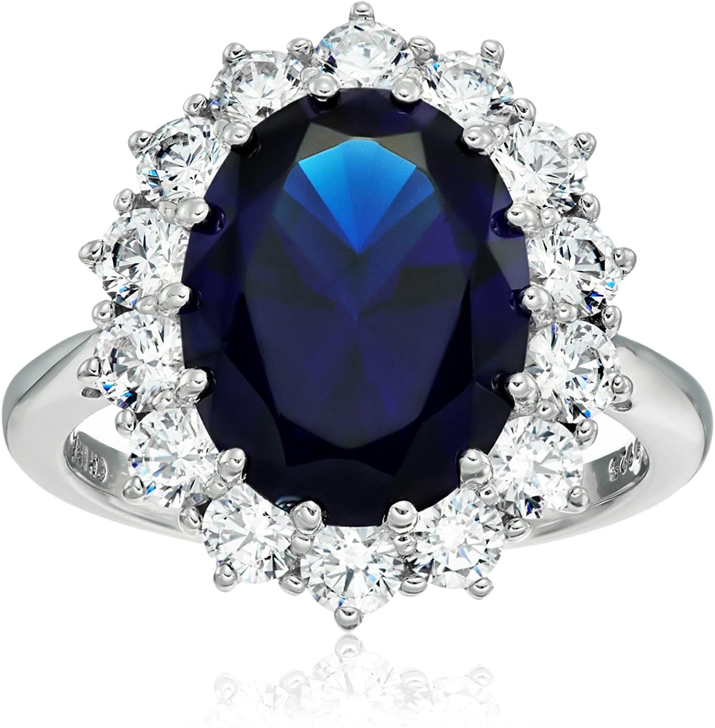 Collection Platinum-Plated Sterling Silver Celebrity "Kate" Ring Made with Infinite Elements Zirconia Accents Created Blue Sapphire/Platinum / Size 9