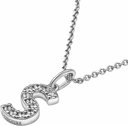 Collection Platinum Plated Sterling Silver Infinite Elements Cubic Zirconia Initial Pendant Necklace, 18" S