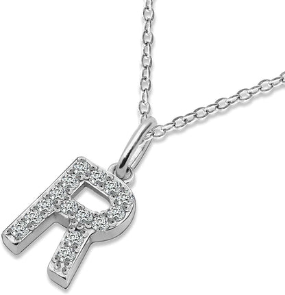 Collection Platinum Plated Sterling Silver Infinite Elements Cubic Zirconia Initial Pendant Necklace, 18" R