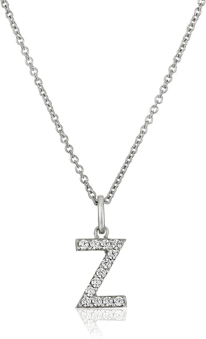 Collection Platinum Plated Sterling Silver Infinite Elements Cubic Zirconia Initial Pendant Necklace, 18" Z