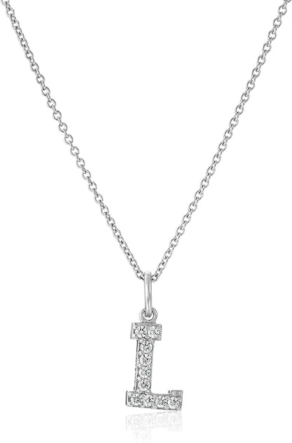 Collection Platinum Plated Sterling Silver Infinite Elements Cubic Zirconia Initial Pendant Necklace, 18" L