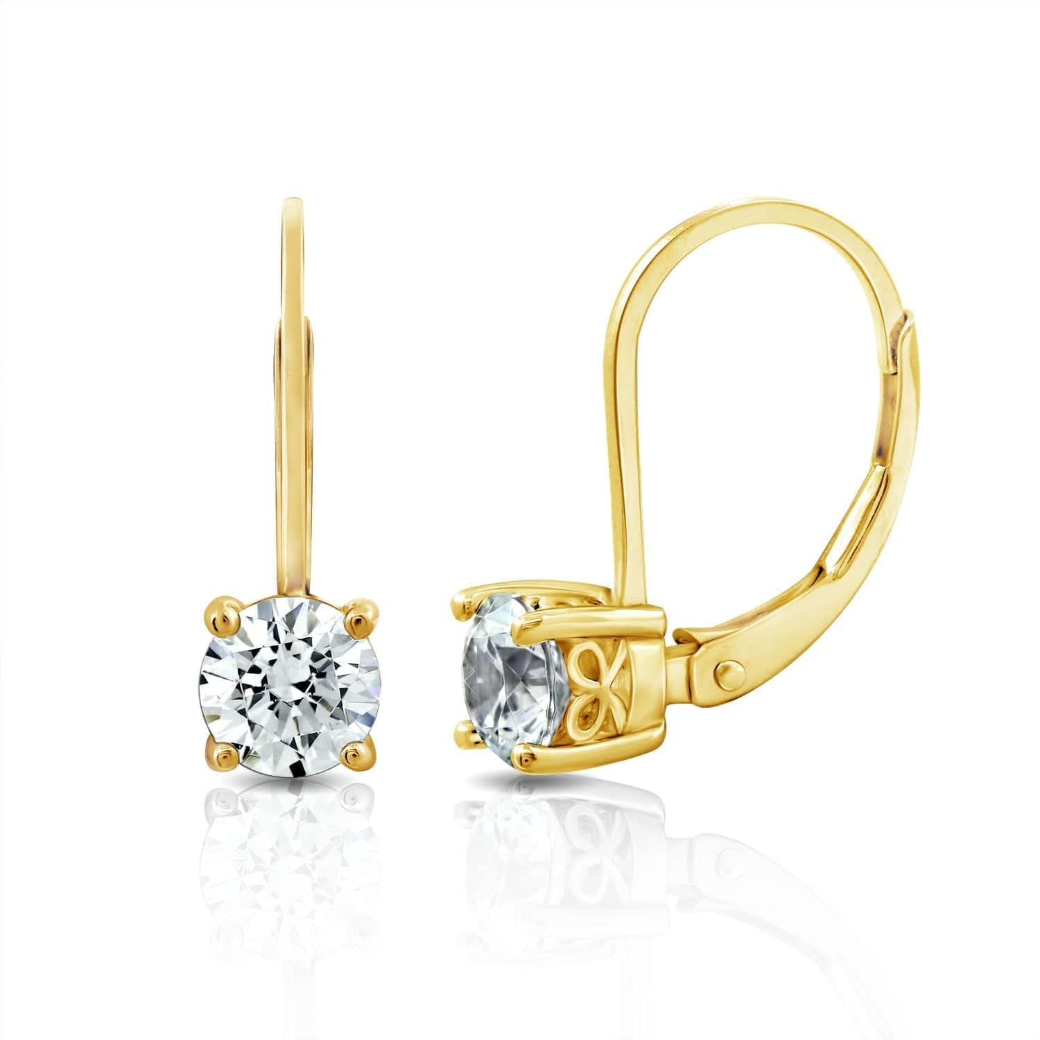 Collection Platinum-Plated Sterling Silver Infinite Elements Zirconia Leverback Earrings Yellow-gold-plated / 2 cttw