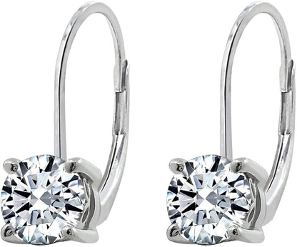 Collection Platinum-Plated Sterling Silver Infinite Elements Zirconia Leverback Earrings