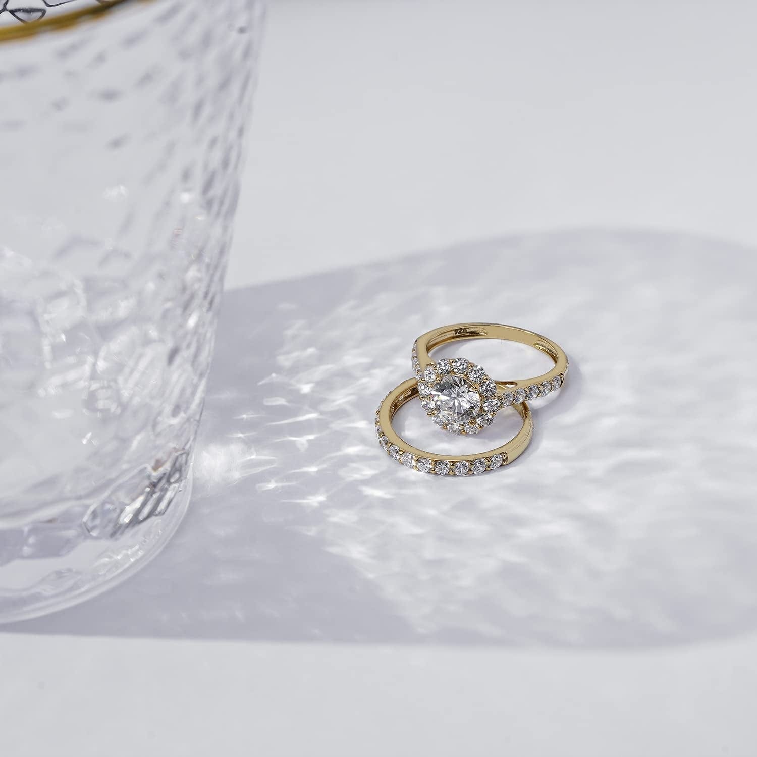 Collection Platinum, Yellow Gold or Rose Gold Plated Sterling Silver Infinite Elements Cubic Zirconia Flower Halo Ring