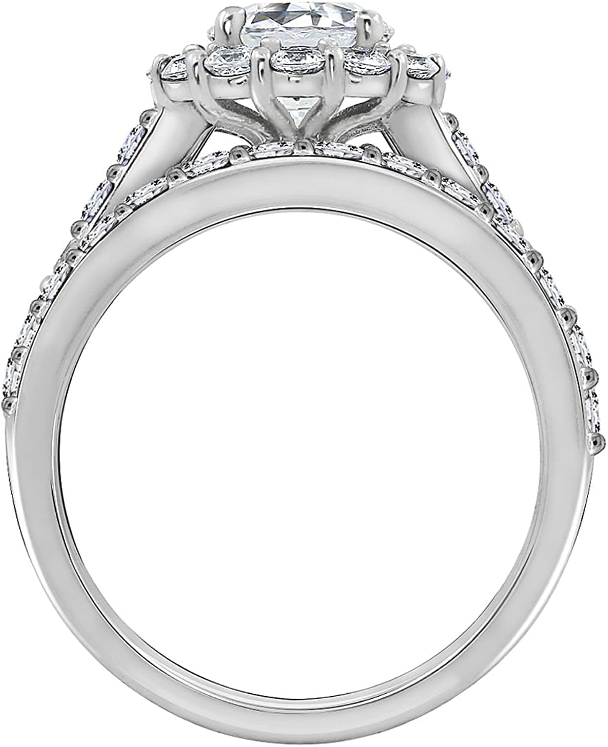 Collection Platinum, Yellow Gold or Rose Gold Plated Sterling Silver Infinite Elements Cubic Zirconia Flower Halo Ring