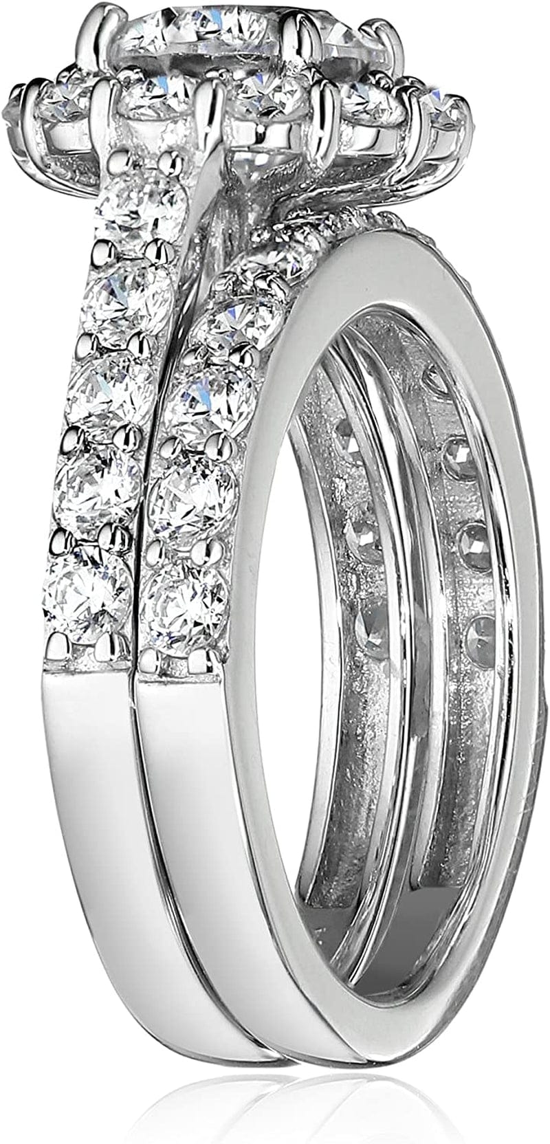Collection Platinum, Yellow Gold or Rose Gold Plated Sterling Silver Infinite Elements Cubic Zirconia Flower Halo Ring