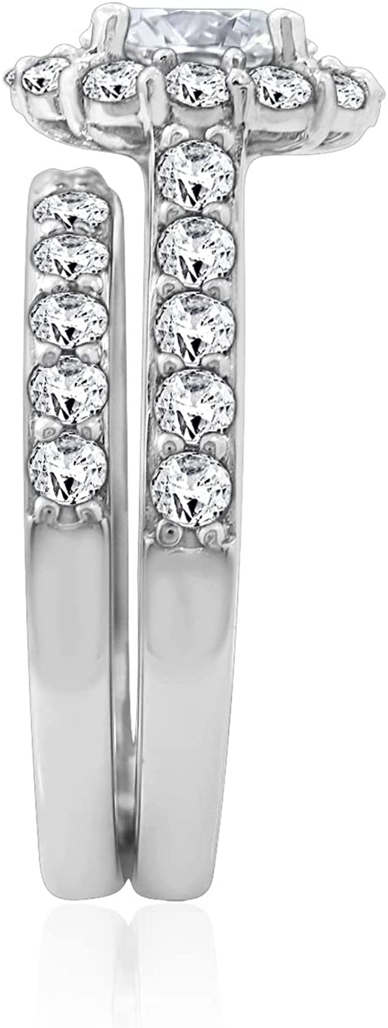 Collection Platinum, Yellow Gold or Rose Gold Plated Sterling Silver Infinite Elements Cubic Zirconia Flower Halo Ring