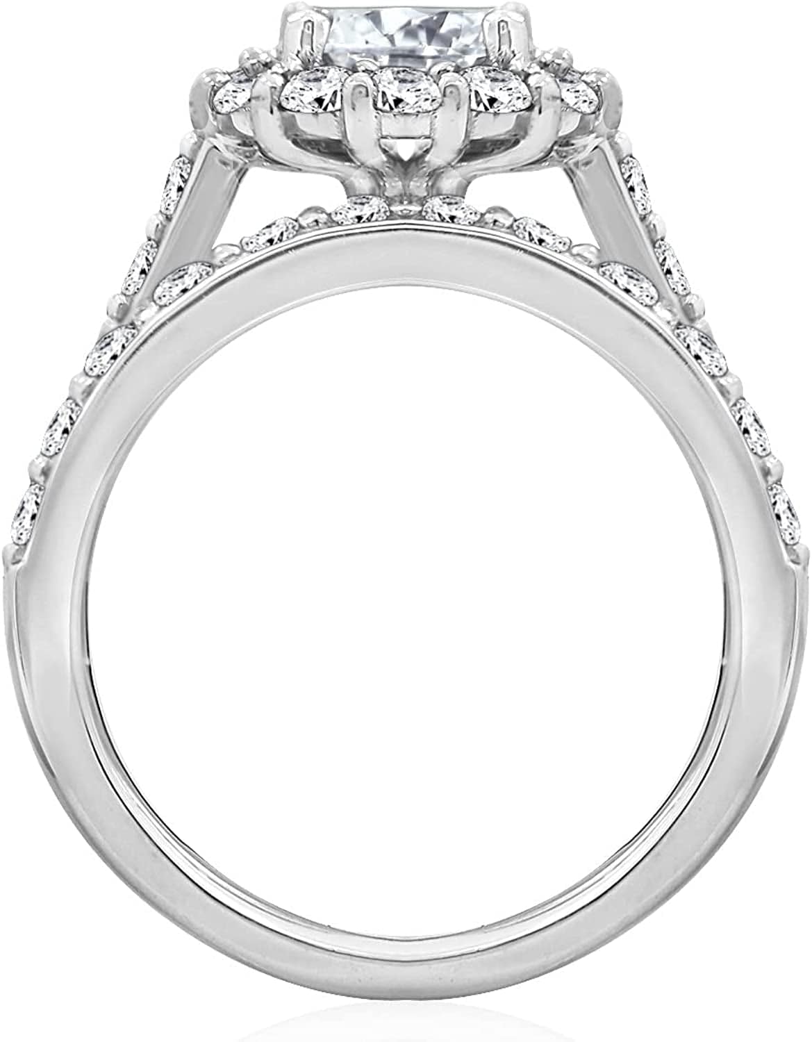 Collection Platinum, Yellow Gold or Rose Gold Plated Sterling Silver Infinite Elements Cubic Zirconia Flower Halo Ring