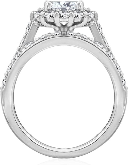 Collection Platinum, Yellow Gold or Rose Gold Plated Sterling Silver Infinite Elements Cubic Zirconia Flower Halo Ring