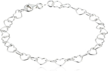 Collection Silver 5.3Mm Rolo Heart Link Bracelet Silver / 8"