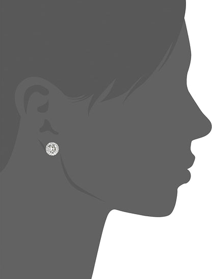 Collection Sterling Silver Crystal Halo Stud Earrings