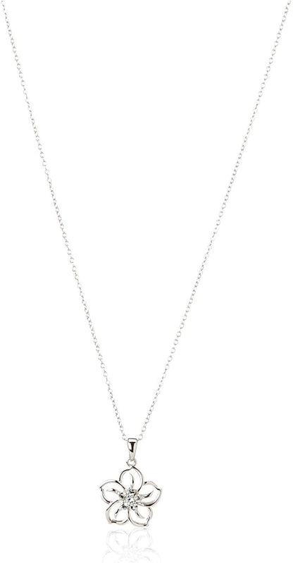 Collection Sterling Silver Gemstone Flower Pendant Necklace corundum;