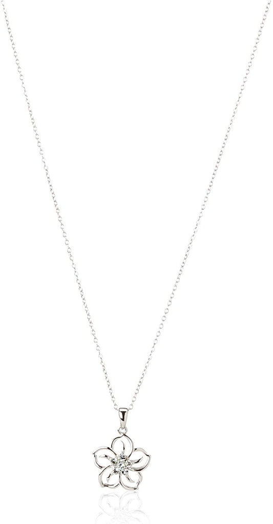 Collection Sterling Silver Gemstone Flower Pendant Necklace corundum;