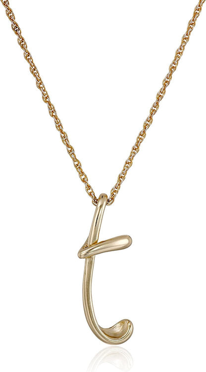 Collection Sterling Silver Initial Pendant Necklace Gold / T