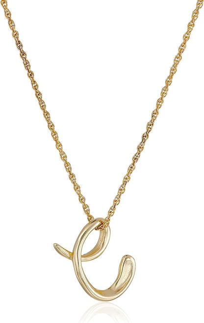 Collection Sterling Silver Initial Pendant Necklace Gold / C