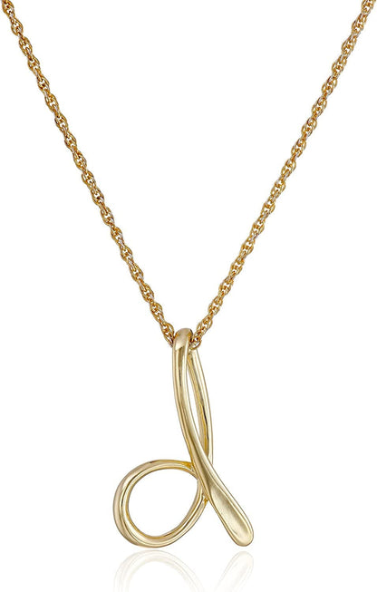 Collection Sterling Silver Initial Pendant Necklace Gold / D