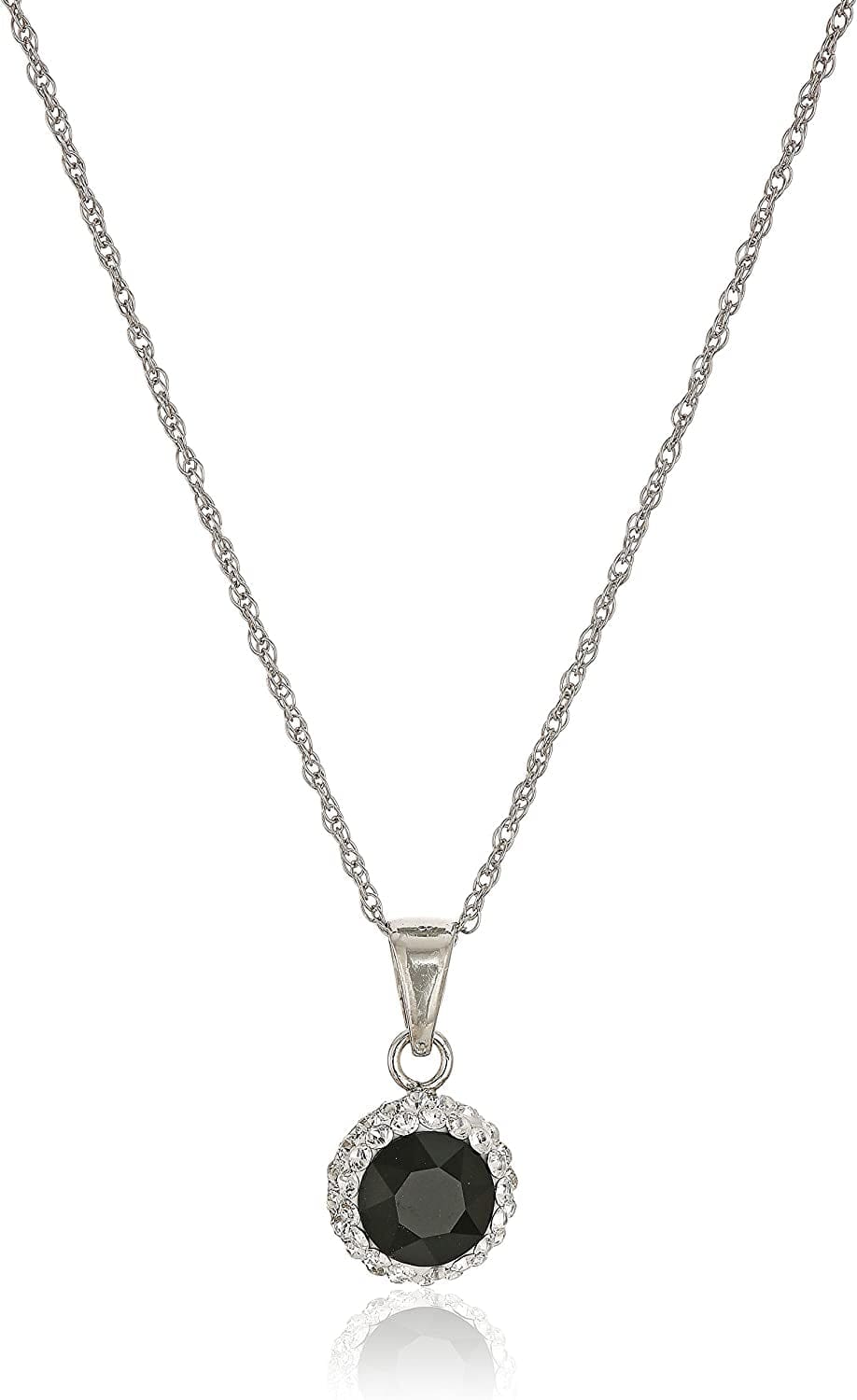 Collection Sterling Silver Swarovski Crystal Halo Pendant Necklace, 18" Black
