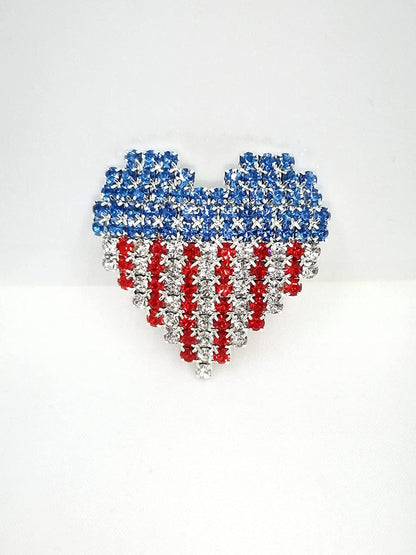 Colorful Clouds Brooch Pins American Flag Patriotic Crystal Rhinestone Heart Lapel Brooches Fashion Broches Jewelry for Women,Blue