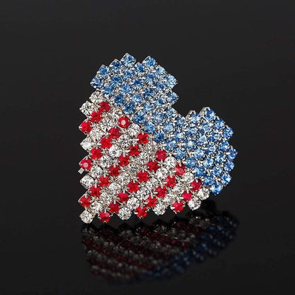 Colorful Clouds Brooch Pins American Flag Patriotic Crystal Rhinestone Heart Lapel Brooches Fashion Broches Jewelry for Women,Blue