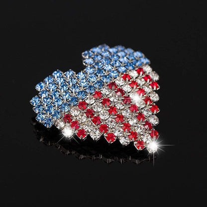 Colorful Clouds Brooch Pins American Flag Patriotic Crystal Rhinestone Heart Lapel Brooches Fashion Broches Jewelry for Women,Blue