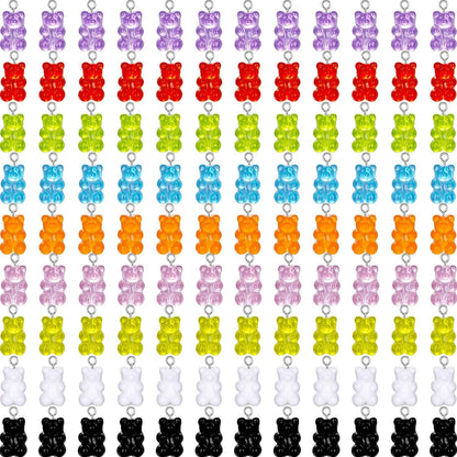 Colorful Gummy Resin Bear Charms Pendants Resin Bear Keychains for DIY Jewelry Necklace Supplies (54) 108