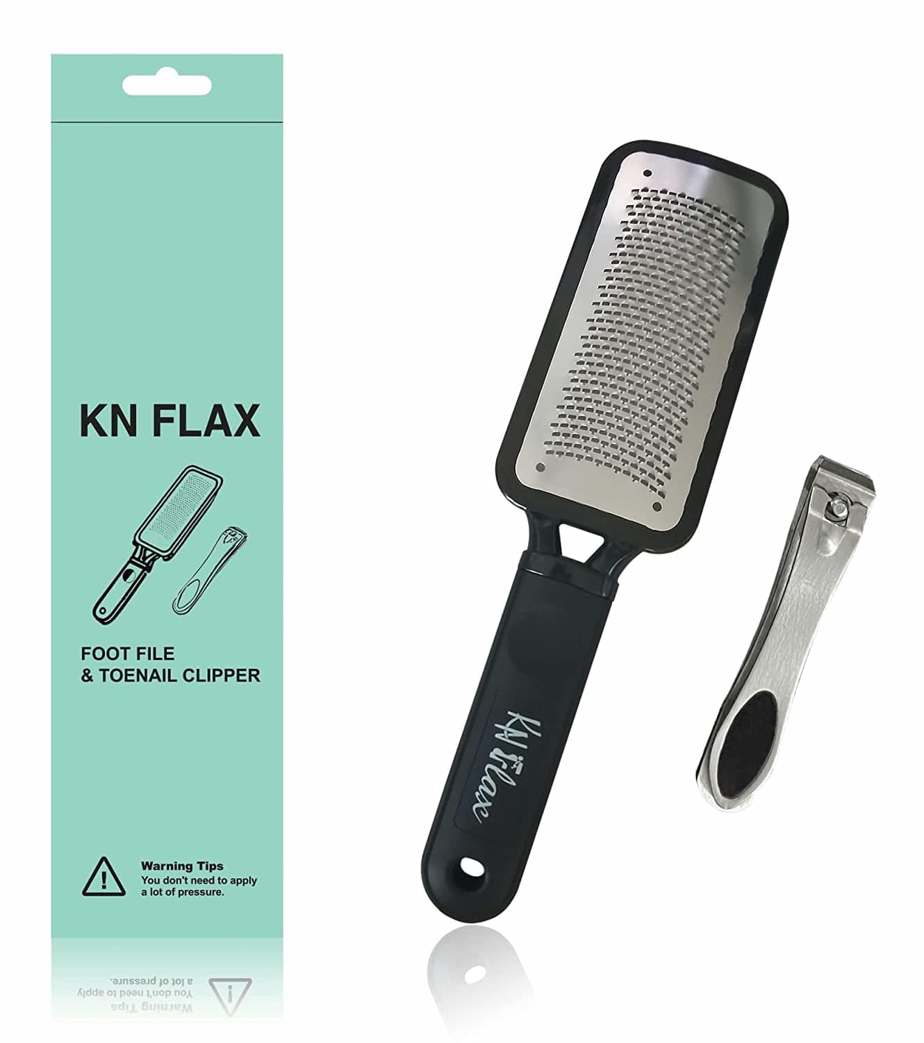 [Colossal Pedicure Rasp Foot File + Toenail Clipper] KN FLAX Premium Foot Care Pedicure Surgical Grade Stainless Steel File with Thick Nails, Large Fingernail Toe Nail Clippers Health & Beauty > Personal Care > Foot Care KN FLAX   