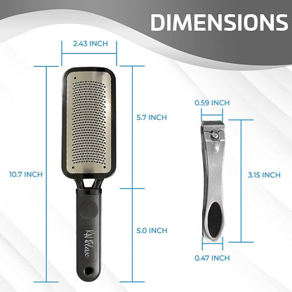 [Colossal Pedicure Rasp Foot File + Toenail Clipper] KN FLAX Premium Foot Care Pedicure Surgical Grade Stainless Steel File with Thick Nails, Large Fingernail Toe Nail Clippers Health & Beauty > Personal Care > Foot Care KN FLAX   