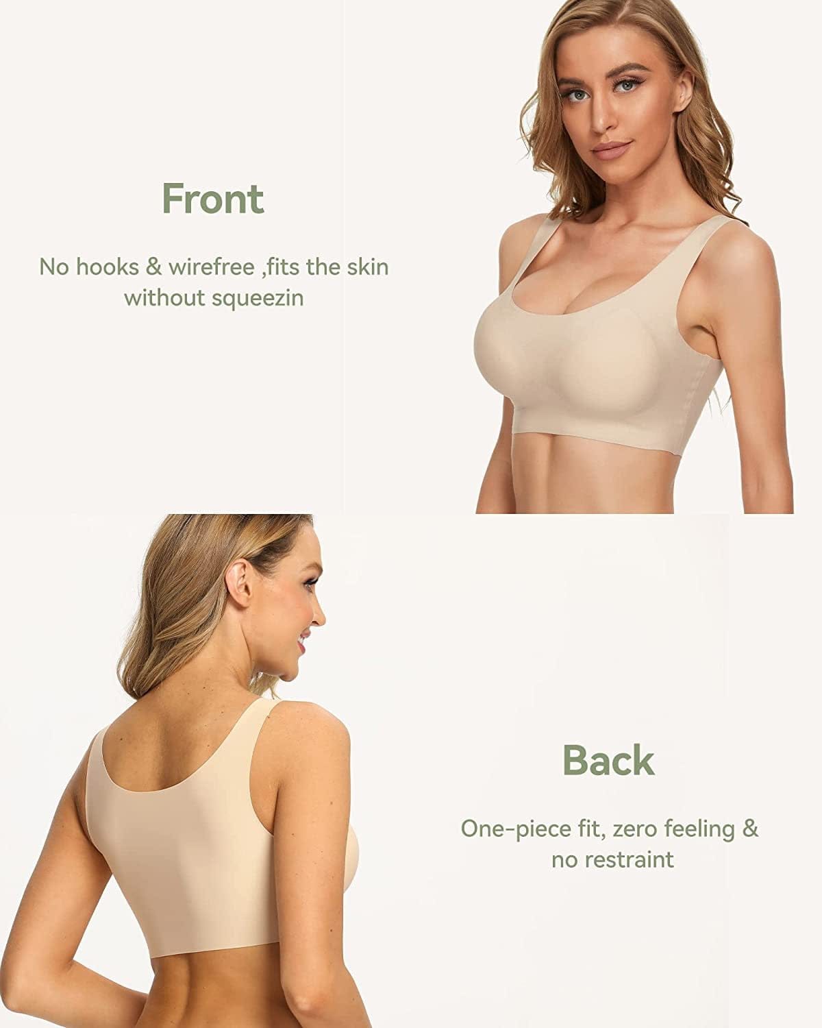 Comfort Bra Seamless Bras Wireless Bra for Women Full-Coverage Sport Daily Bra with Removable Pad