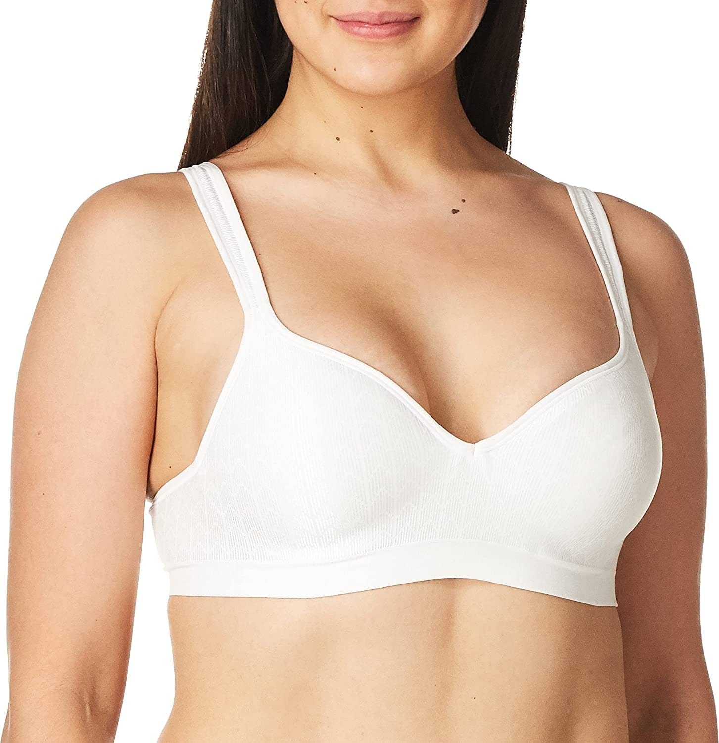 Comfort Revolution Wireless Bra, Full-Coverage Wirefree Bra, Wireless Everyday Bra with Cool Comfort Fabric White Zag / 36B