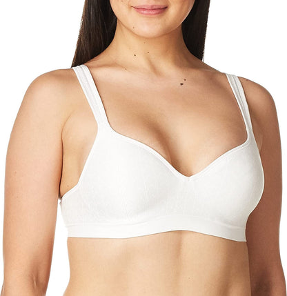 Comfort Revolution Wireless Bra, Full-Coverage Wirefree Bra, Wireless Everyday Bra with Cool Comfort Fabric White Zag / 36B