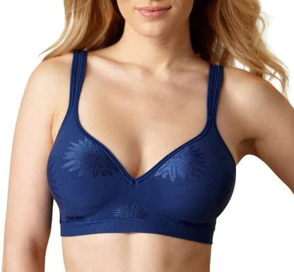 Comfort Revolution Wireless Bra, Full-Coverage Wirefree Bra, Wireless Everyday Bra with Cool Comfort Fabric In the Navy Jacquard / 36B