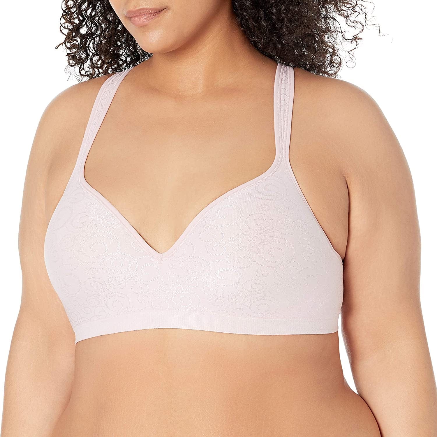Comfort Revolution Wireless Bra, Full-Coverage Wirefree Bra, Wireless Everyday Bra with Cool Comfort Fabric Hush Pink Swirl / 42DD