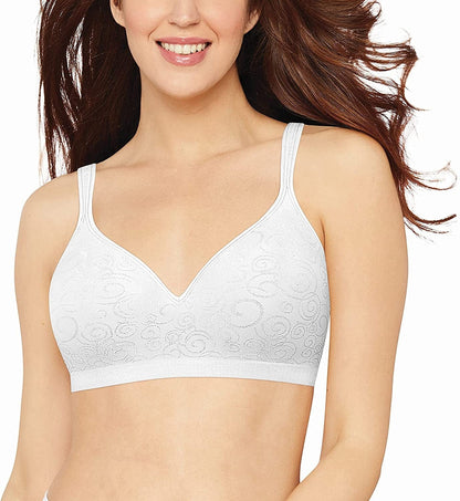 Comfort Revolution Wireless Bra, Full-Coverage Wirefree Bra, Wireless Everyday Bra with Cool Comfort Fabric White Swirl Pattern / 38B