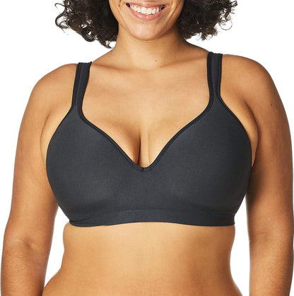 Comfort Revolution Wireless Bra, Full-Coverage Wirefree Bra, Wireless Everyday Bra with Cool Comfort Fabric Black Swirl Pattern / 40D