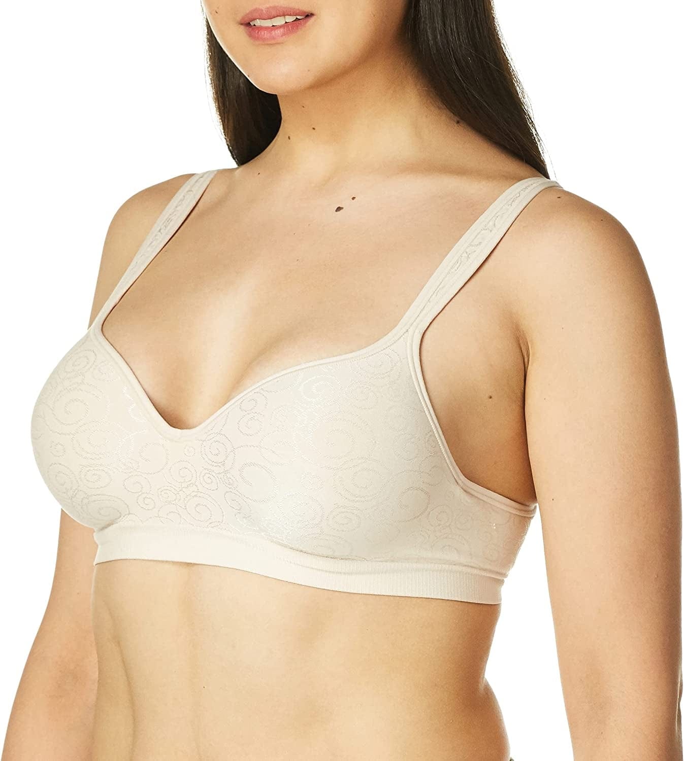 Comfort Revolution Wireless Bra, Full-Coverage Wirefree Bra, Wireless Everyday Bra with Cool Comfort Fabric Rosewood Swirl / 36C
