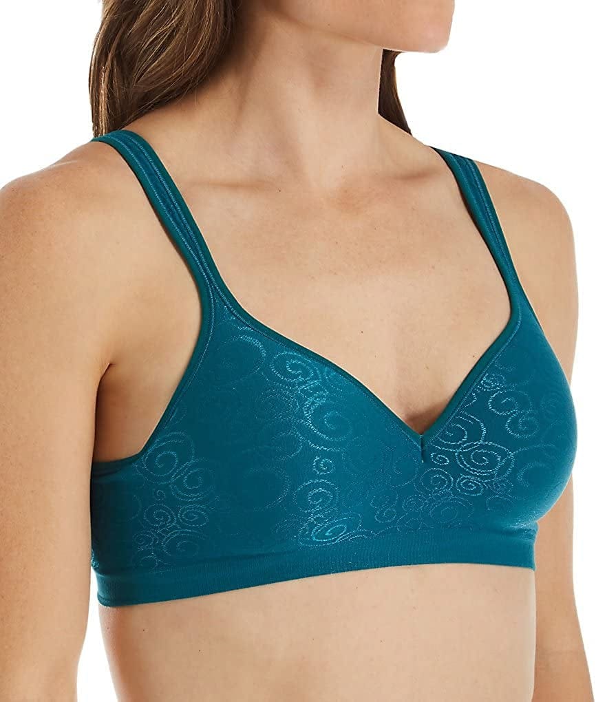 Comfort Revolution Wireless Bra, Full-Coverage Wirefree Bra, Wireless Everyday Bra with Cool Comfort Fabric Gem Jade Swirl / 34B