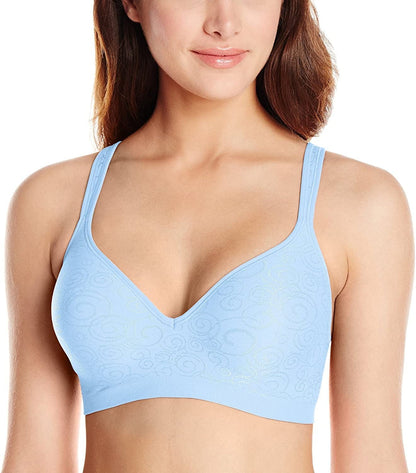 Comfort Revolution Wireless Bra, Full-Coverage Wirefree Bra, Wireless Everyday Bra with Cool Comfort Fabric Zen Blue Swirl / 36C