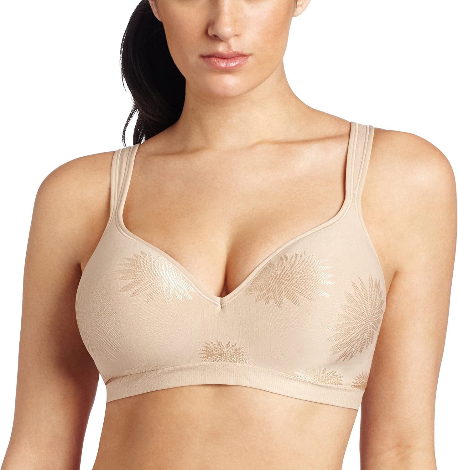 Comfort Revolution Wireless Bra, Full-Coverage Wirefree Bra, Wireless Everyday Bra with Cool Comfort Fabric Nude Jacquard / 40B