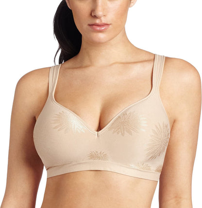 Comfort Revolution Wireless Bra, Full-Coverage Wirefree Bra, Wireless Everyday Bra with Cool Comfort Fabric Nude Jacquard / 40B