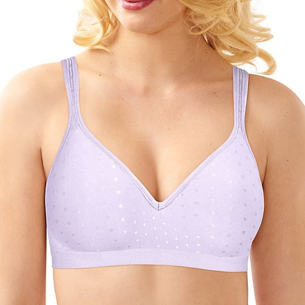 Comfort Revolution Wireless Bra, Full-Coverage Wirefree Bra, Wireless Everyday Bra with Cool Comfort Fabric Amethyst Quartz Dot / 34D