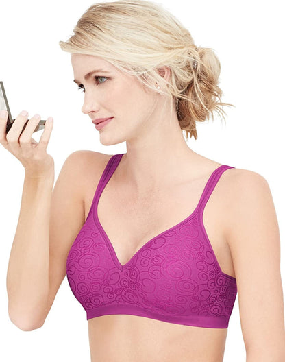 Comfort Revolution Wireless Bra, Full-Coverage Wirefree Bra, Wireless Everyday Bra with Cool Comfort Fabric Wondrous Orchid Swirl / 38C