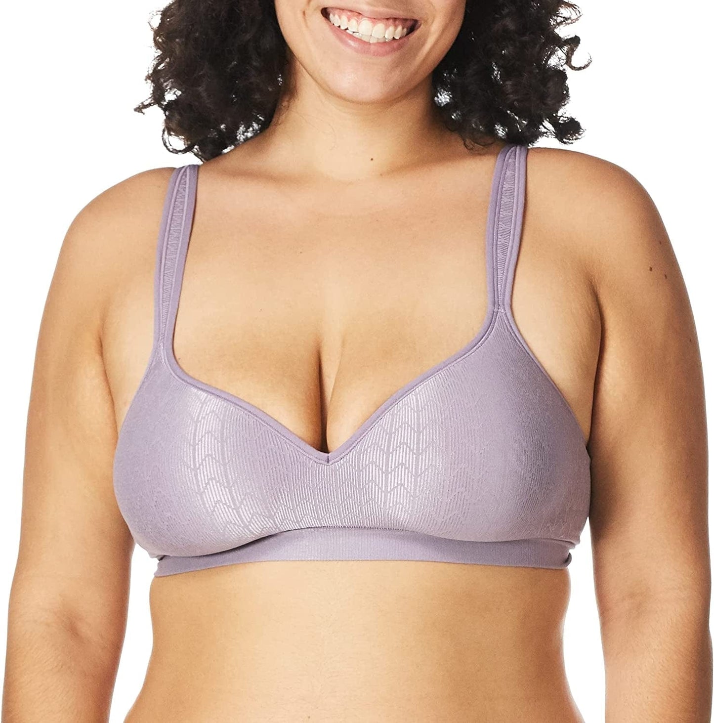 Comfort Revolution Wireless Bra, Full-Coverage Wirefree Bra, Wireless Everyday Bra with Cool Comfort Fabric Perfectly Purple Zag / 40DD
