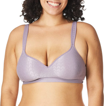 Comfort Revolution Wireless Bra, Full-Coverage Wirefree Bra, Wireless Everyday Bra with Cool Comfort Fabric Perfectly Purple Zag / 40DD